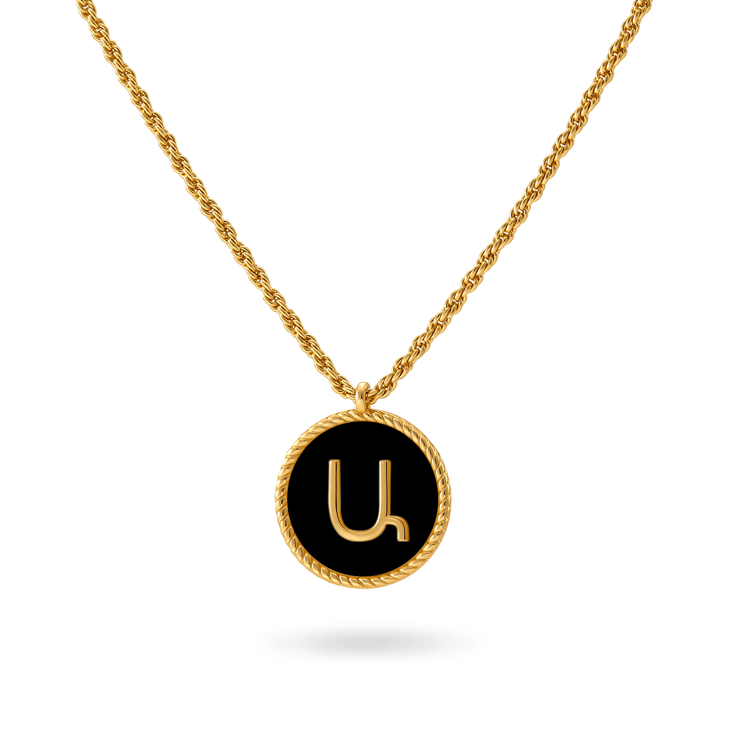 Onyx Armenian Initial Necklace Necklaces IceLink-ATL Ա (Ani)  
